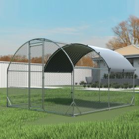 Large metal chicken coop upgrade three support steel wire impregnated plastic net cage, Oxford cloth silver plated waterproof UV protection
